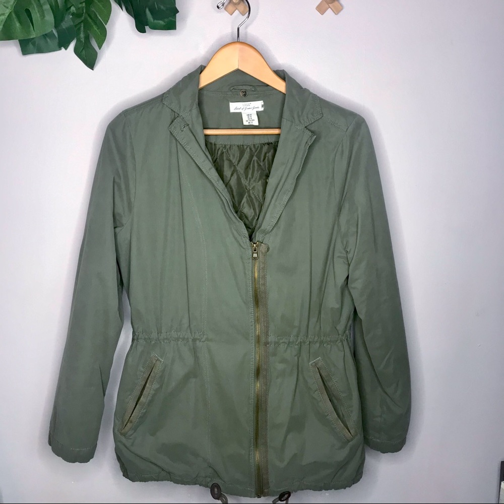 H&M L.O.G.G. olive cinched waist utility jacket